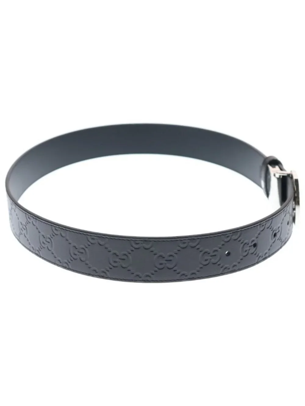 Gucci Interlocking Leather Belt Brown Silver